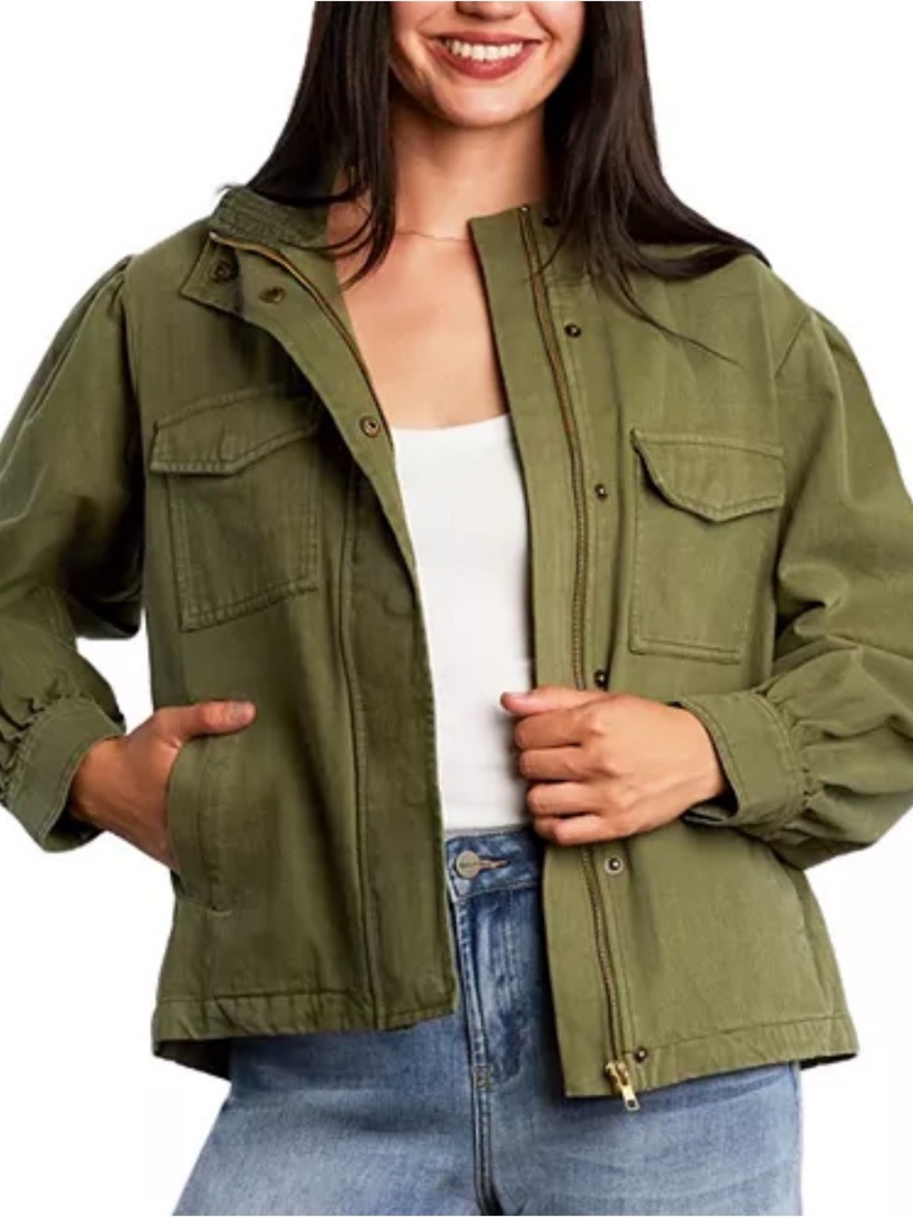 NWT!! #516 BILLY T Utility Field Jacket in Olive Green